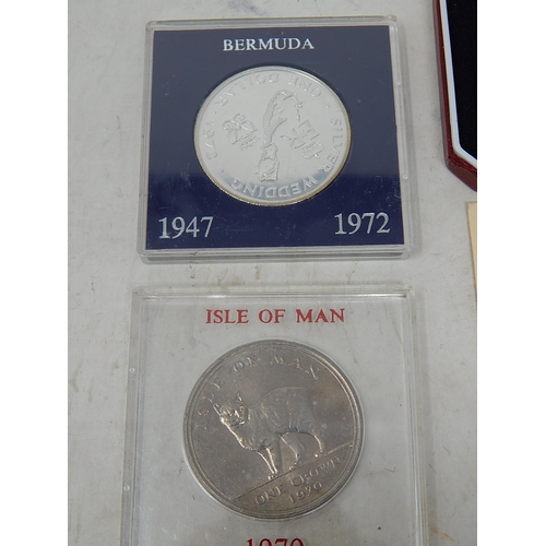 821 - 1996 Commemorative Five Pound coins(4); Isle of Man 1976 Silver Proof Crown; 1972 Bahamas Silver Dol... 