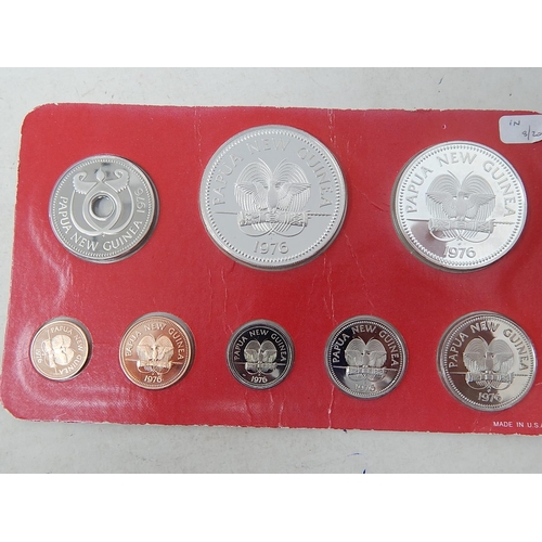 829 - Papua New Guinea 1976 Proof Set with the 2 larger coins struck in Silver; Concorde Silver Medallion ... 