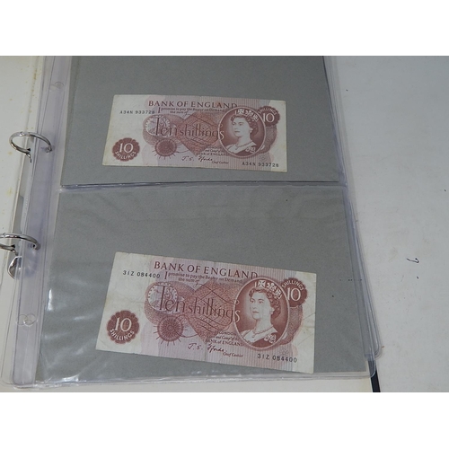 899 - Folder Containing 14 Ten Shilling Banknotes, £1 Note & Armed Forces £1 Note.