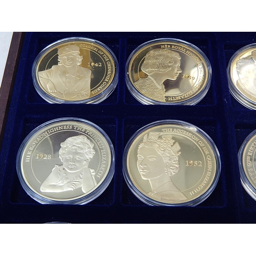 904 - Superb collection of 12 x 54g Proof Gold-plated medallions in presentation case with COA twinned wit... 