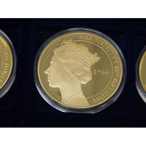 904 - Superb collection of 12 x 54g Proof Gold-plated medallions in presentation case with COA twinned wit... 