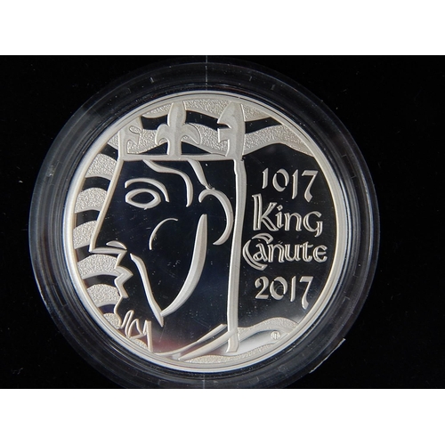 943 - The 100th Anniversary of the Coronation of King Canute 2017 UK £5 Silver Proof PIEDFORT Coin about a... 