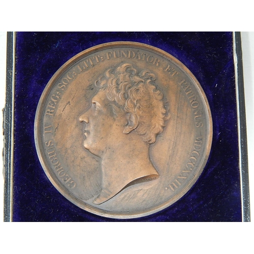 826 - George IV large 66mm Medallion in fitted case; pair of Waterloo Proof Medallions (3)