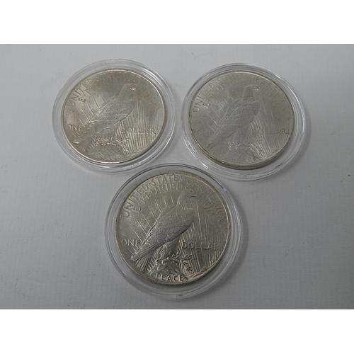 843 - USA Silver Peace Dollars 1922, 1923 and 1925 in high grade