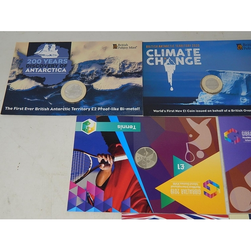 947 - Collection of Territorial coinage:  200 Years of Antarctica £2 Proof-like Bi-metal; Climate Change W... 