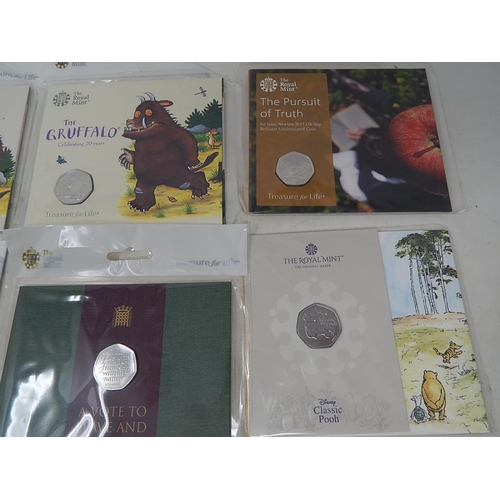 956 - The Gruffalo 2019 Silver Proof Coin in Royal Mint case;  Gruffalo 50p in Royal Mint blister packs(2)... 