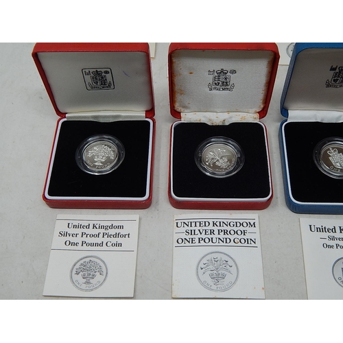 804 - Proof Silver Pounds 1983, 1985, 1986, 1988; Proof Silver PIEDFORT Pounds 1984, 1985, 1987, 1989 all ... 