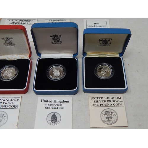 804 - Proof Silver Pounds 1983, 1985, 1986, 1988; Proof Silver PIEDFORT Pounds 1984, 1985, 1987, 1989 all ... 