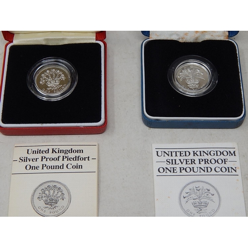 808 - 1984 Silver Proof Pound coin; 1986 PIEDFORT Silver Pound coin; 1972 Proof Silver Crown; 1977 Proof S... 