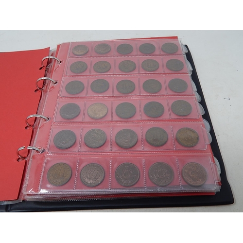 834 - Vintage coin album containing a superb range of Farthings;  Halfpennies; Pennies; Brass Threepences;... 