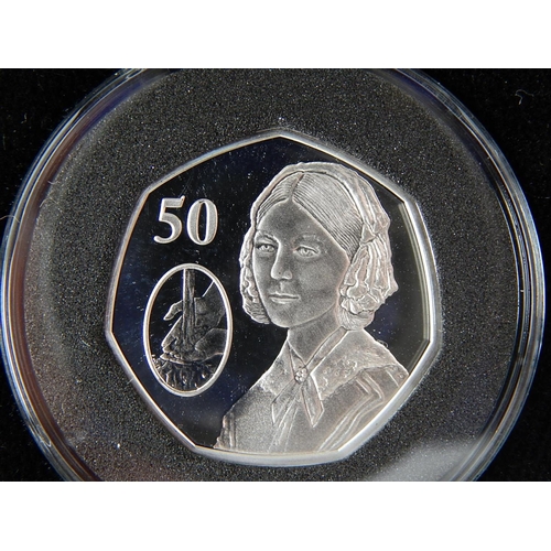 854 - Florence Nightingale Proof Silver 50p cased with COA