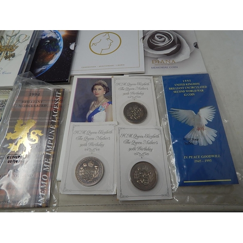 955 - Quantity of Royal Mint Brilliant Uncirculated coins still in their Royal Mint blister packs comprisi... 