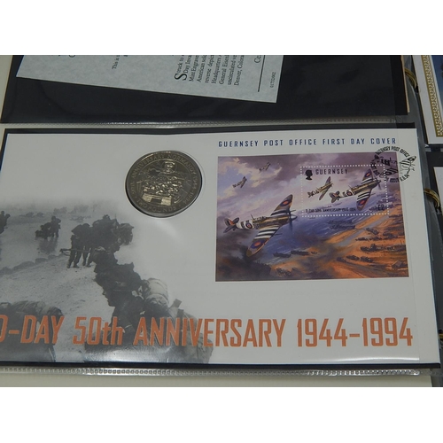 971 - History of World War II collection of coin covers in collectors album twinned with signed covers inc... 