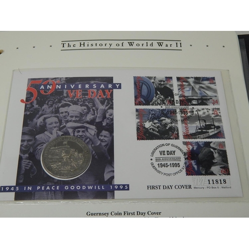 971 - History of World War II collection of coin covers in collectors album twinned with signed covers inc... 