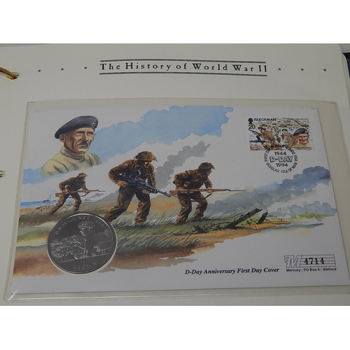 971 - History of World War II collection of coin covers in collectors album twinned with signed covers inc... 