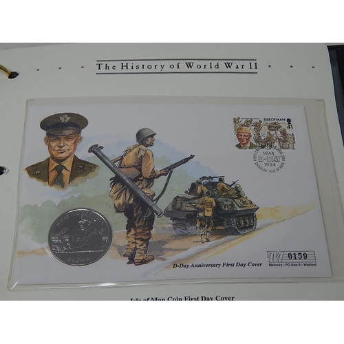 971 - History of World War II collection of coin covers in collectors album twinned with signed covers inc... 