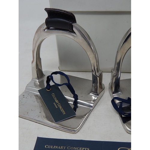 489 - Pair of Designer Bookends Formed as Stirrups by Culinary Concepts, London in Original Fitted Box.