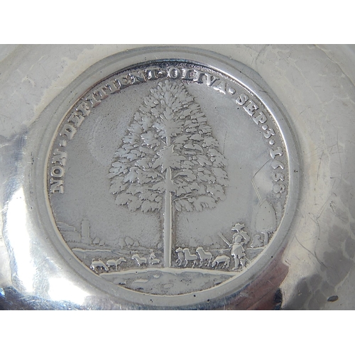 296 - Early Silver Bowl Not Hallmarked, Set with a Large Oliver Cromwell Medallion Dated 1658 to the base:... 