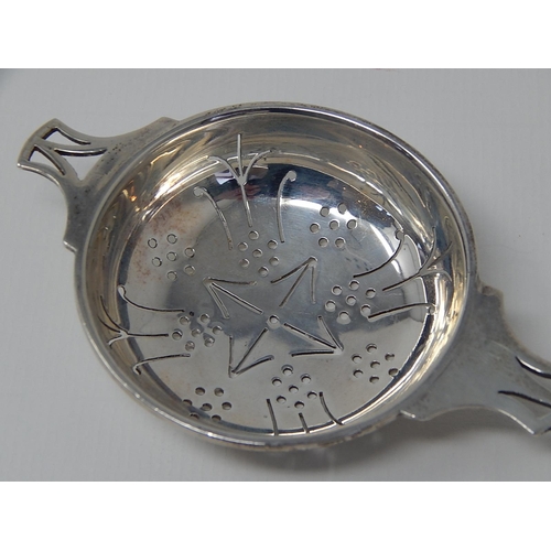 297 - Silver Tea Strainer: Hallmarked Sheffield 1947 by E. Silver & Co.