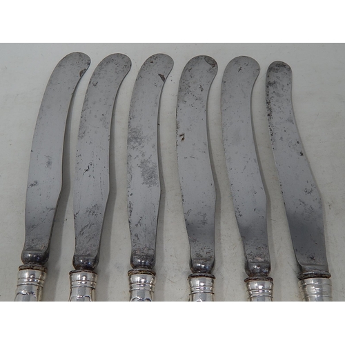 298 - Set of 6 Large Late 18th Century Silver Pistol Grip Dinner Knives: Measuring 27cm