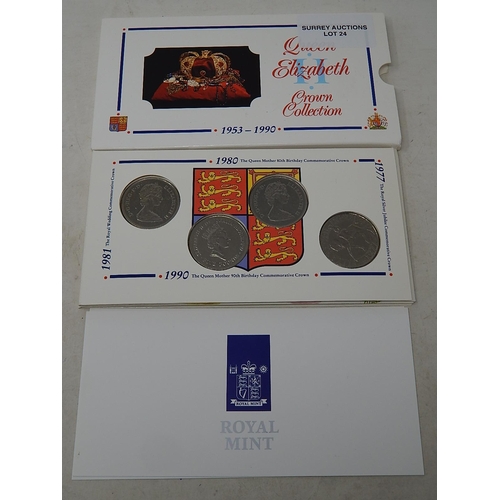 The Queen Elizabeth Crown Collection 1953-1990 housed in Royal Mint pack of issue