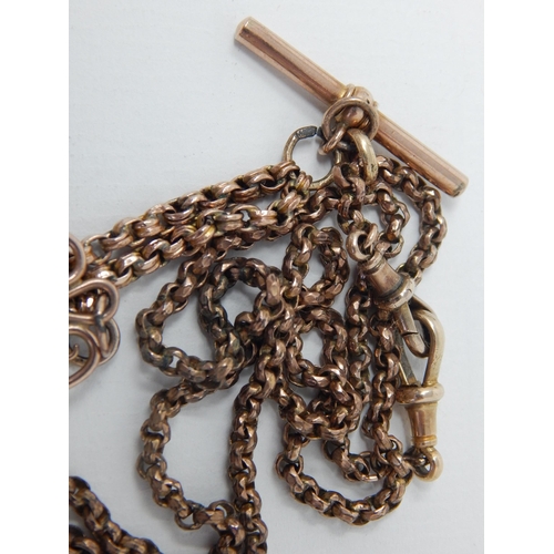 10 - Victorian Full Gold Sovereign 1899 with Attached Loop on 9ct Gold Fob Chain with T-Bar & Clips: Gros... 