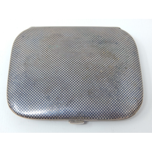 13 - Hallmarked Silver & Niello Cigarette Case: Measures 9.5cm x 8cm: Weight 102g
