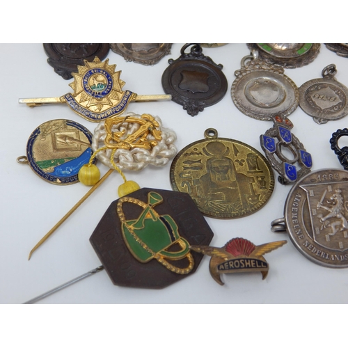 15 - WWI Queen Mary Christmas Tin 1914 Containing a Quantity of Hallmarked Silver Fobs, Military Badges e... 