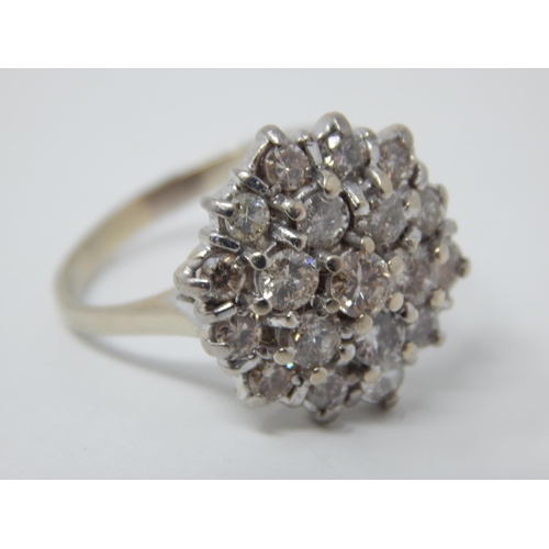 24 - 18ct White Gold Ring Inset With 19 Diamonds Estimated @ 2.00cts: Ring Size P
