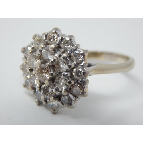 24 - 18ct White Gold Ring Inset With 19 Diamonds Estimated @ 2.00cts: Ring Size P