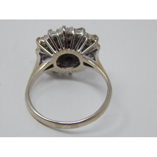 24 - 18ct White Gold Ring Inset With 19 Diamonds Estimated @ 2.00cts: Ring Size P