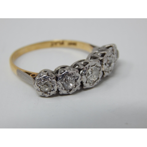 25 - 18ct Gold Five Stone Diamond Ring: The Diamonds Estimated @ 1.20cts: Ring Size S/T