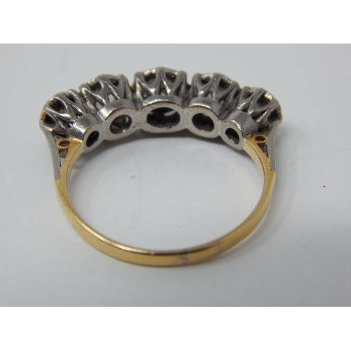 25 - 18ct Gold Five Stone Diamond Ring: The Diamonds Estimated @ 1.20cts: Ring Size S/T