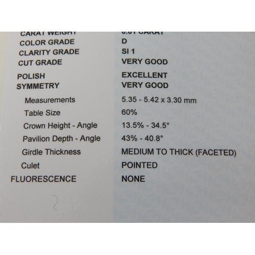 30 - Platinum & Diamond Solitaire Ring Set with a 0.61ct Diamond: Colour 