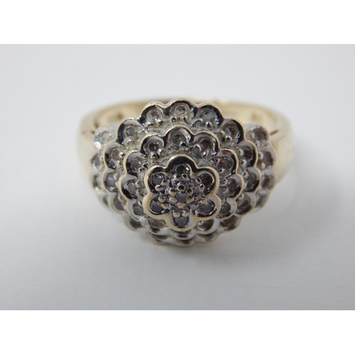 31 - 9ct Yellow Gold & Diamond Cluster Ring Set with 0.50cts of Diamonds: Size N: Weight 4.4g