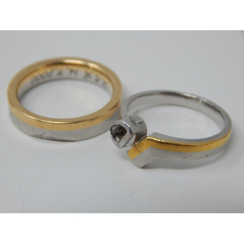 32 - 18ct Gold & Platinum Rings: Size I: Weight 11.2g