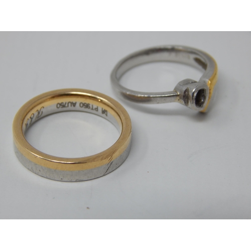 32 - 18ct Gold & Platinum Rings: Size I: Weight 11.2g
