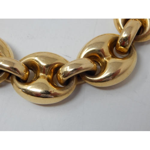 34 - Heavy 18ct Yellow Gold Designer Bracelet Comprising Large Oval Links with Interlocking Safety Clasp:... 
