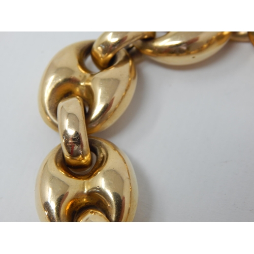 34 - Heavy 18ct Yellow Gold Designer Bracelet Comprising Large Oval Links with Interlocking Safety Clasp:... 