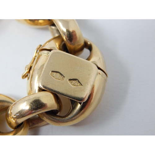 34 - Heavy 18ct Yellow Gold Designer Bracelet Comprising Large Oval Links with Interlocking Safety Clasp:... 
