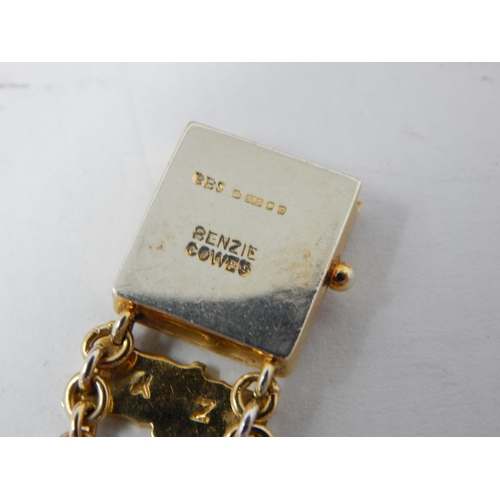 35 - 9ct Gold Bracelet with Enamel Nautical Flags by Benzies of Cowes in Original Fitted Case: Length 21c... 