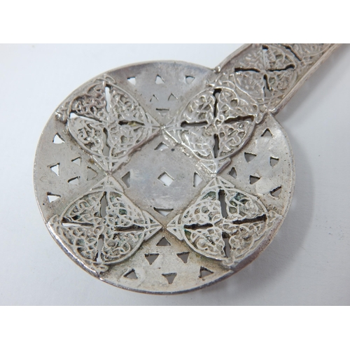 38 - Arts & Crafts Cast Silver Celtic Design Spoon Hallmarked London 1933 by Amy Sandheim: Length 12.5cm