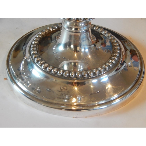 42 - A Superb Pair of Sterling Silver Three Branch Candelabra, weighted, not Hallmarked but tested as Ste... 