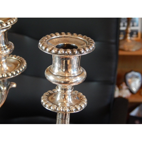 42 - A Superb Pair of Sterling Silver Three Branch Candelabra, weighted, not Hallmarked but tested as Ste... 