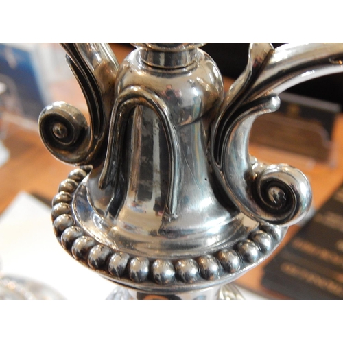 42 - A Superb Pair of Sterling Silver Three Branch Candelabra, weighted, not Hallmarked but tested as Ste... 