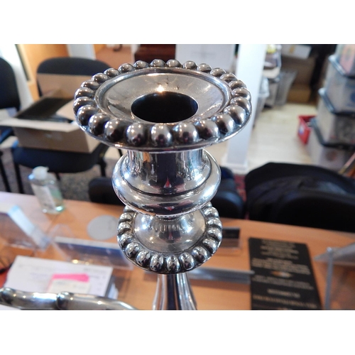 42 - A Superb Pair of Sterling Silver Three Branch Candelabra, weighted, not Hallmarked but tested as Ste... 