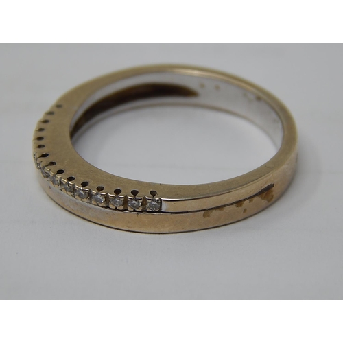 46 - Gold Continental Ring Set with a Half Band of Diamonds: Ring Size T: Gross weight 6.2g