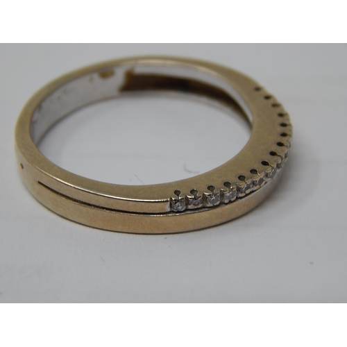 46 - Gold Continental Ring Set with a Half Band of Diamonds: Ring Size T: Gross weight 6.2g