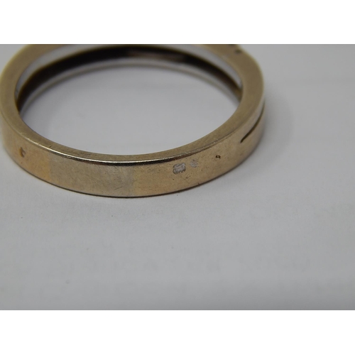 46 - Gold Continental Ring Set with a Half Band of Diamonds: Ring Size T: Gross weight 6.2g