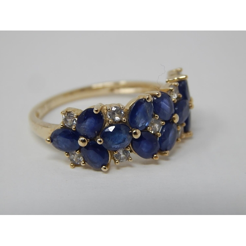 47 - 9ct Yellow Gold Ring Set with 2.75cts of Sapphires & 0.50cts of White Zircons: Ring Size N/O